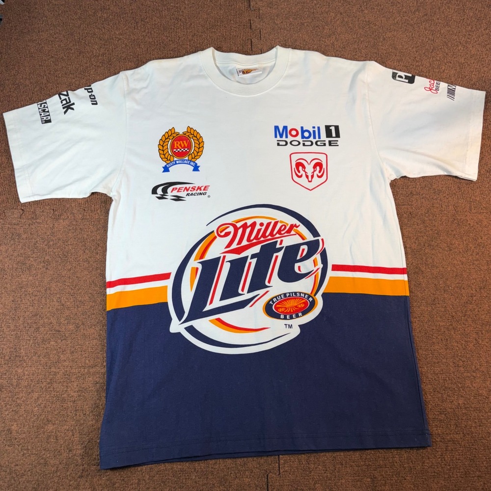 Winners Circle Rusty Wallace Miller Lite NASCAR Racing T-Shirt Mens XL White